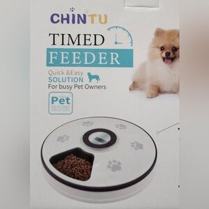 CHINTU Electronic Automated Timer Pet Dog Food Bowl Feeder (White/Gray)